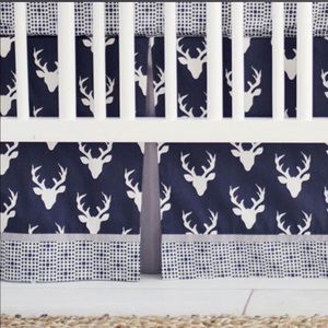 Navy Deer Head Woodland Crib Bedding